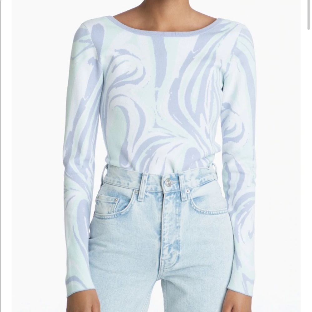 (NWT) 525 America Marble Waves Sweater w/ Low Scooped Back. Sz. XS